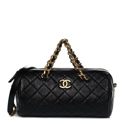 Chanel Shiny Lambskin Quilted Fashion Therapy Bowling Bag Black 1 of 12