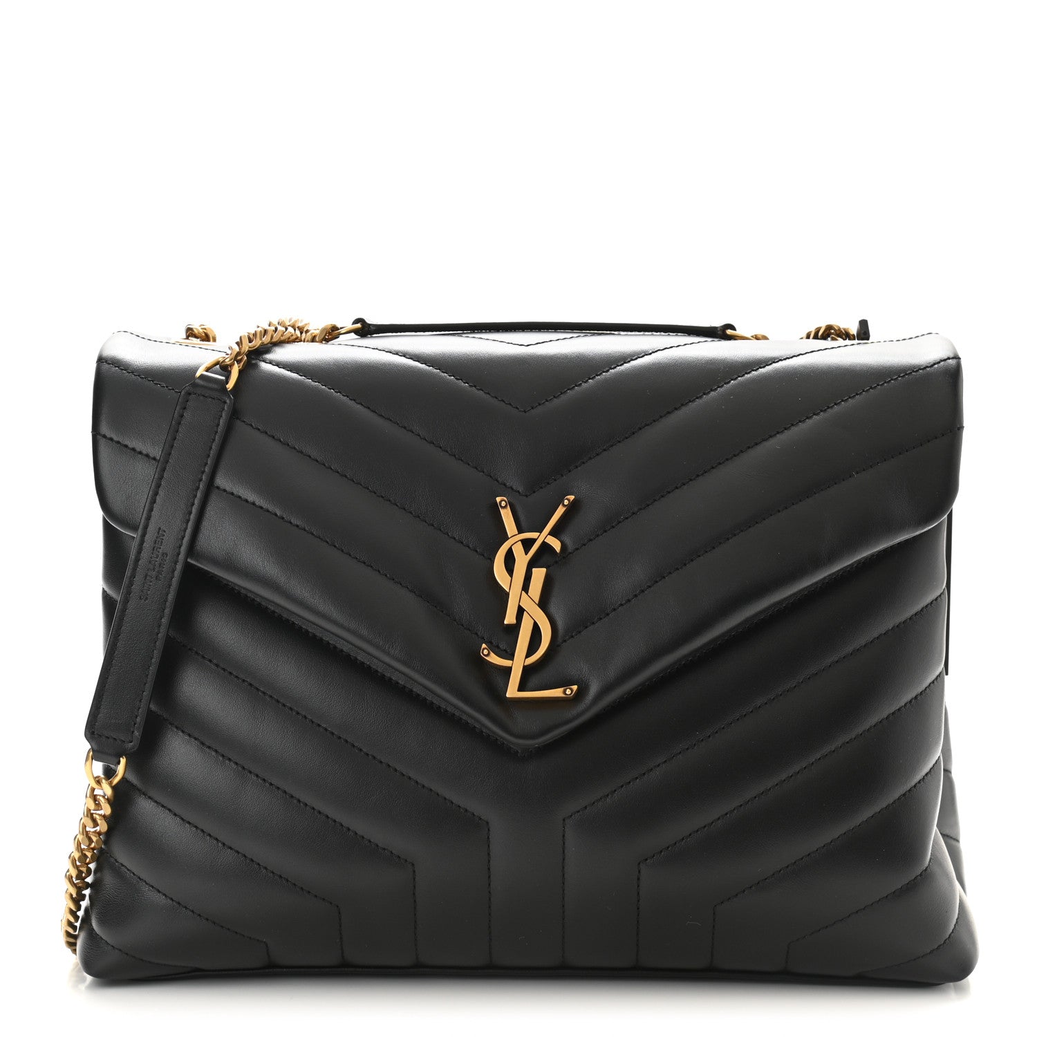 Saint Laurent Calfskin Y Quilted Monogram Medium Loulou Chain Satchel Black 1 of 10