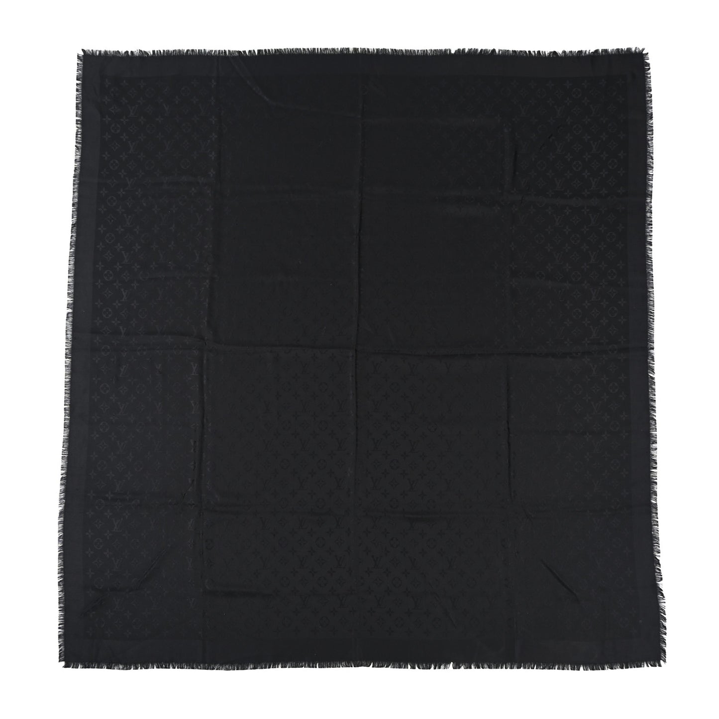 Silk Wool Monogram Shawl Black