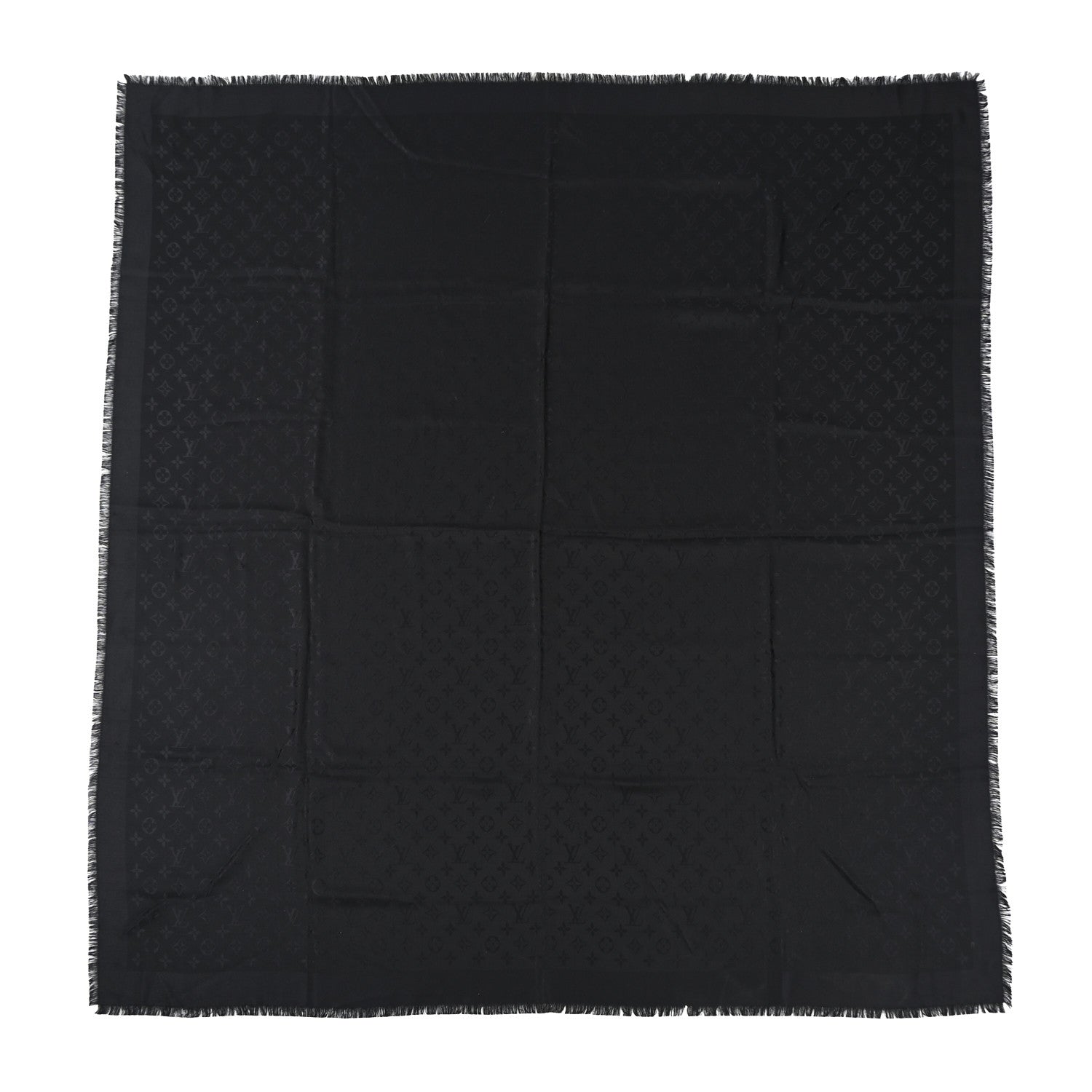 Louis Vuitton Silk Wool Monogram Shawl Black 1 of 4