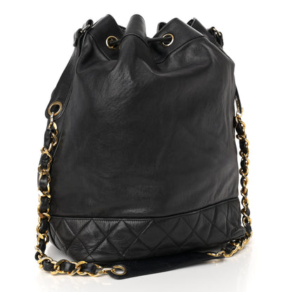 Chanel Lambskin Quilted Drawstring Bucket Bag Black 4 of 12