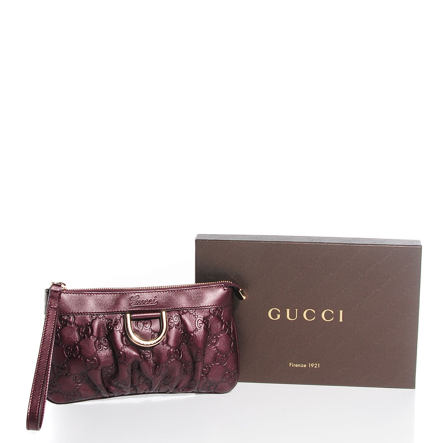 Gucci Guccissima D Gold Wristlet Bordeaux 8 of 8