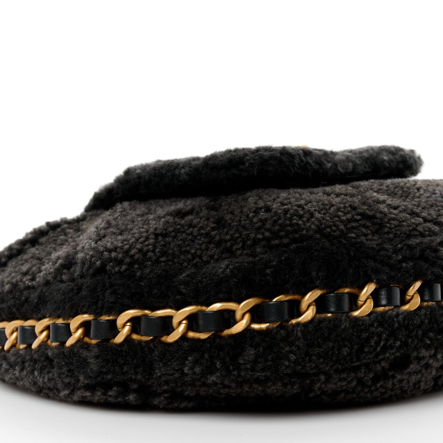 Shearling Quilted Hobo Black