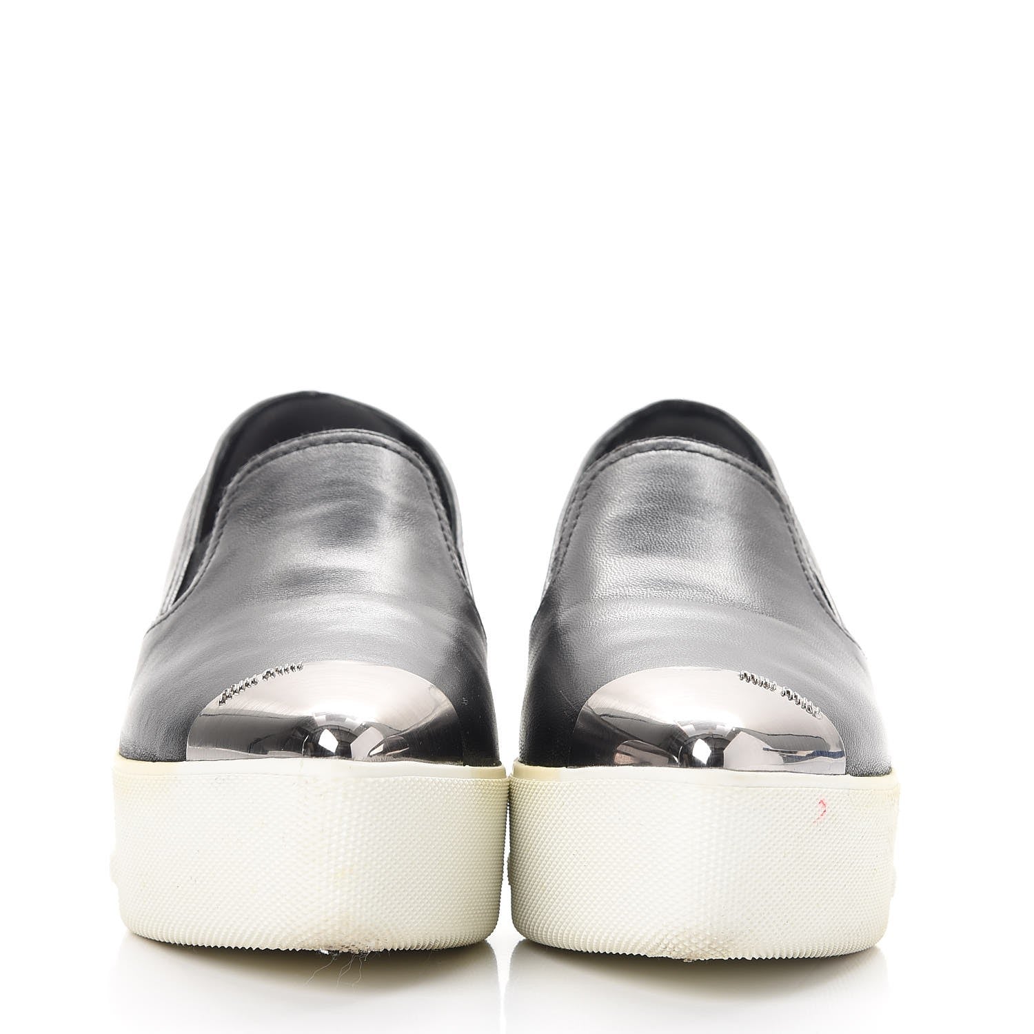 Miu Miu Nappa Metal Cap Toe Slip On Sneakers 36 Nero Black 2 of 15