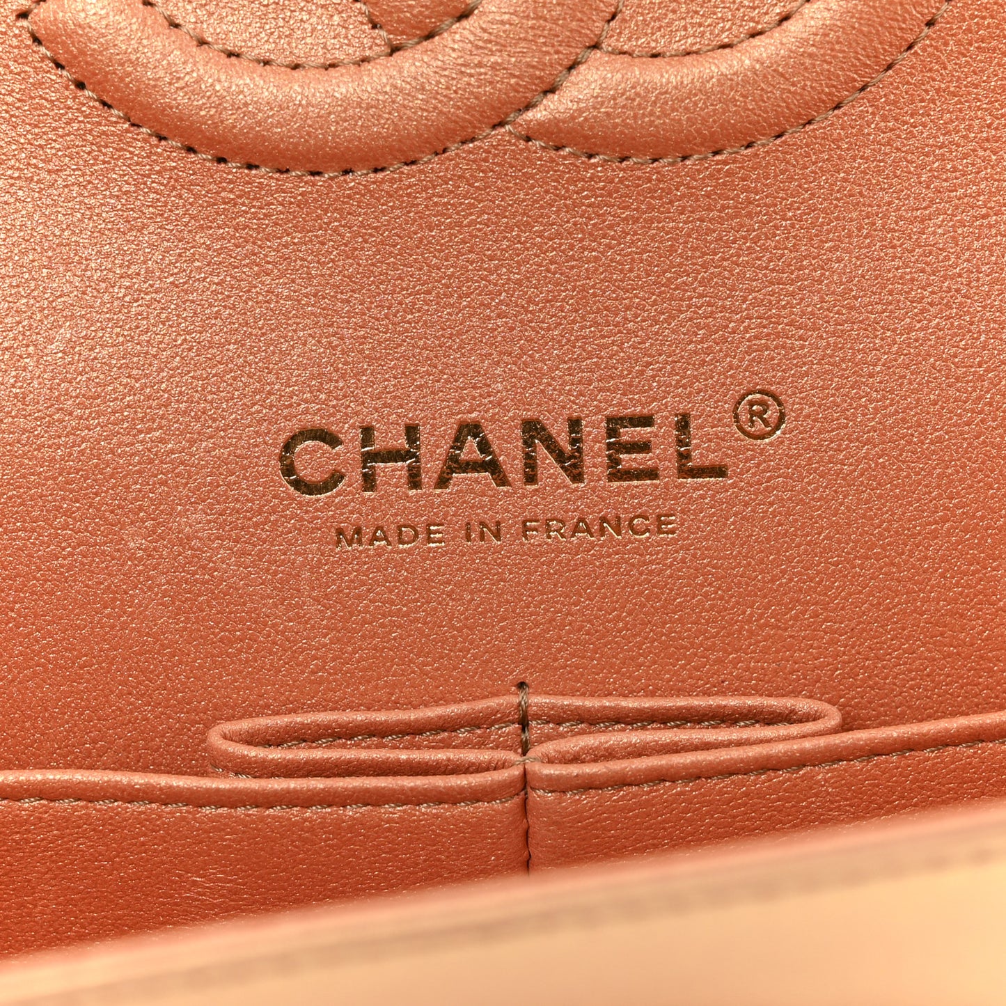 Metallic Lambskin Quilted Medium Double Flap Golden