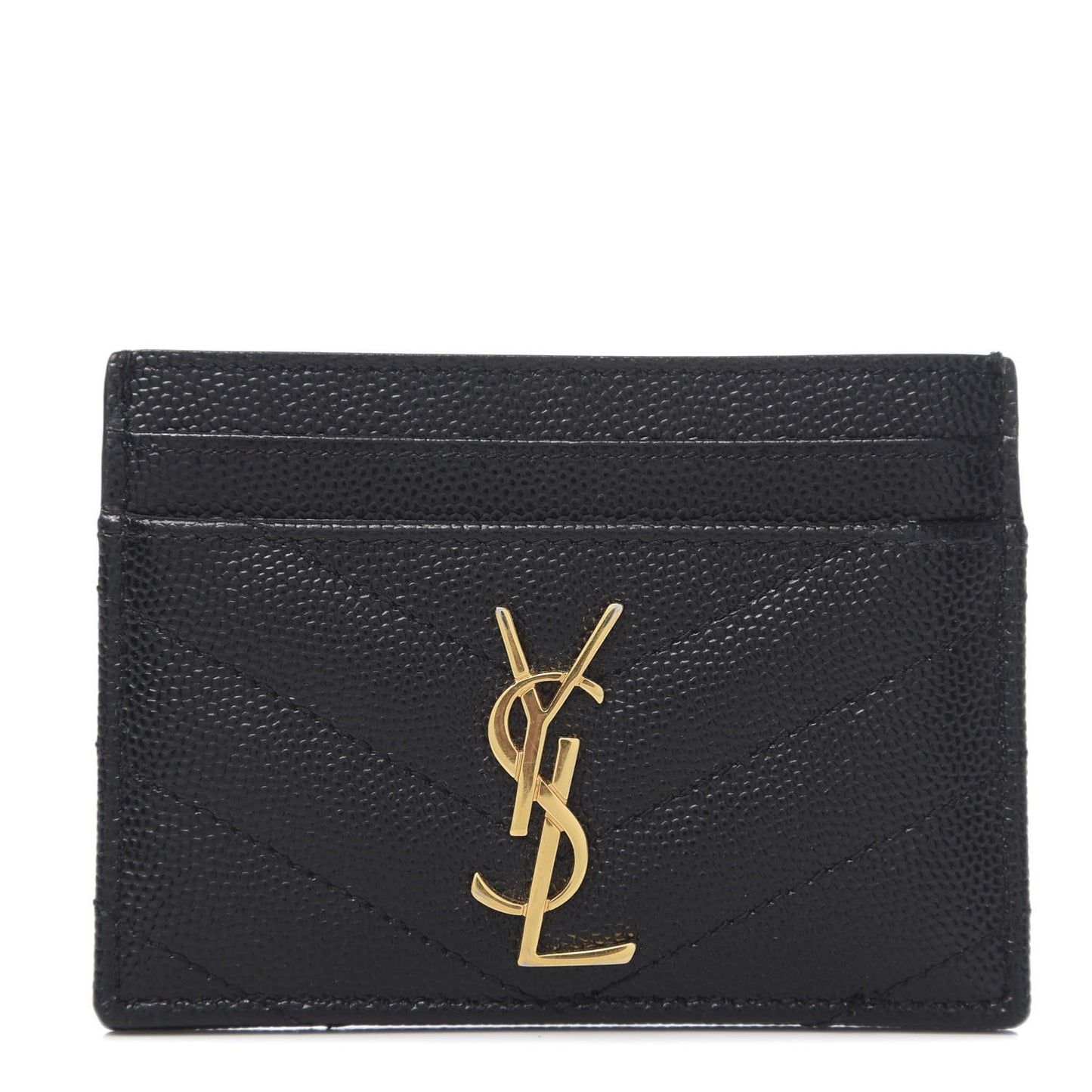 Grain De Poudre Matelasse Chevron Monogram Credit Card Case Black