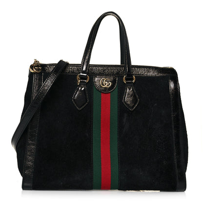 Gucci Suede Patent GG Web Medium Ophidia Tote Bag Black 1 of 13