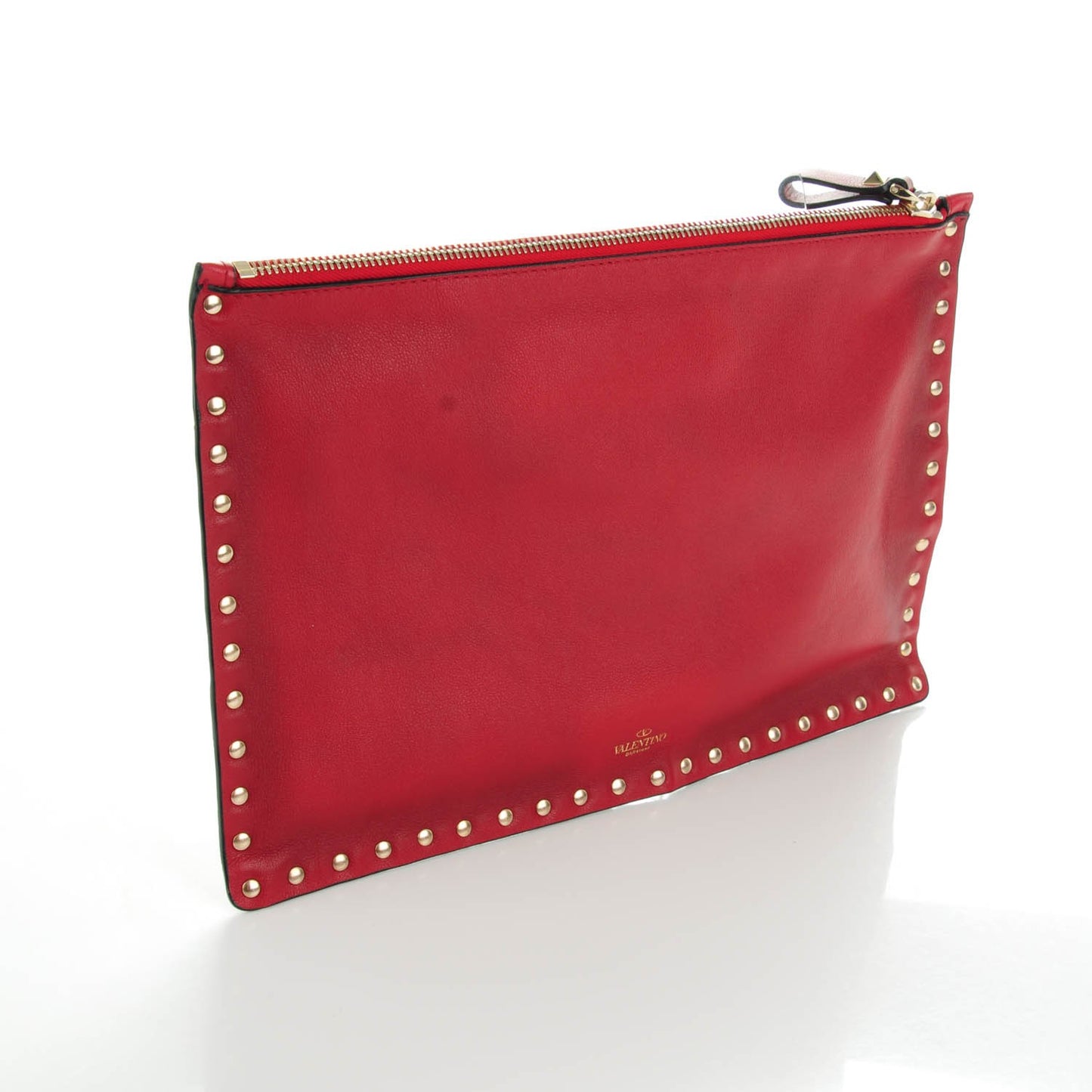 Nappa Canvas Camouflage Large Rockstud Zip Pouch Red