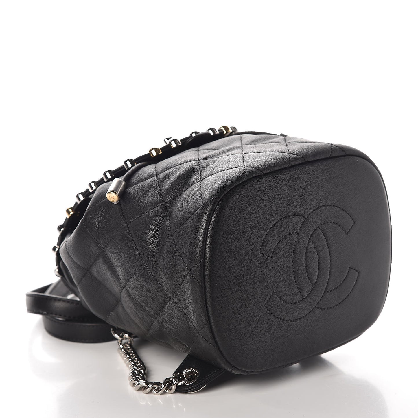 Lambskin Quilted Metallic Bubble Backpack Black