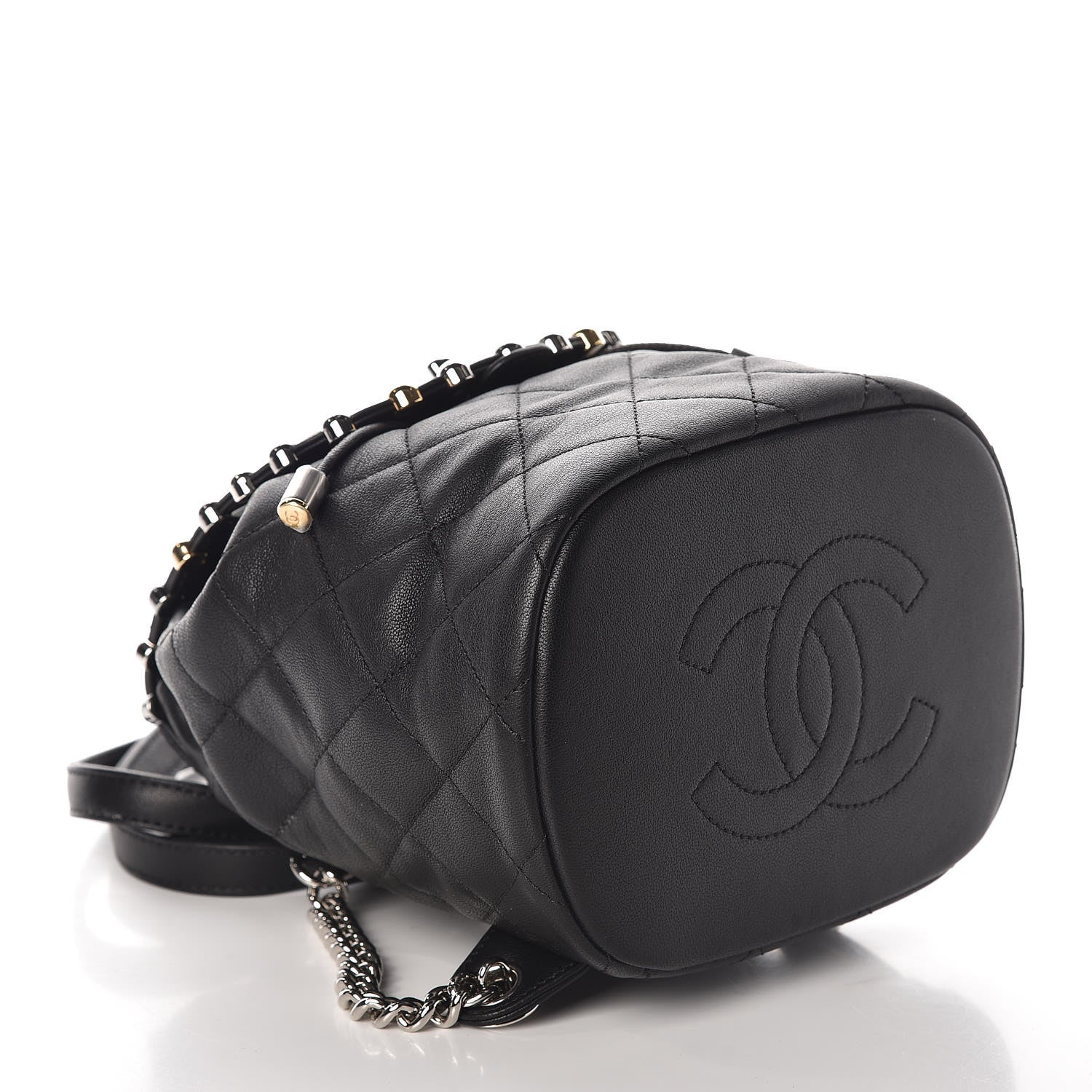 Chanel Lambskin Quilted Metallic Bubble Backpack Black 4 of 11