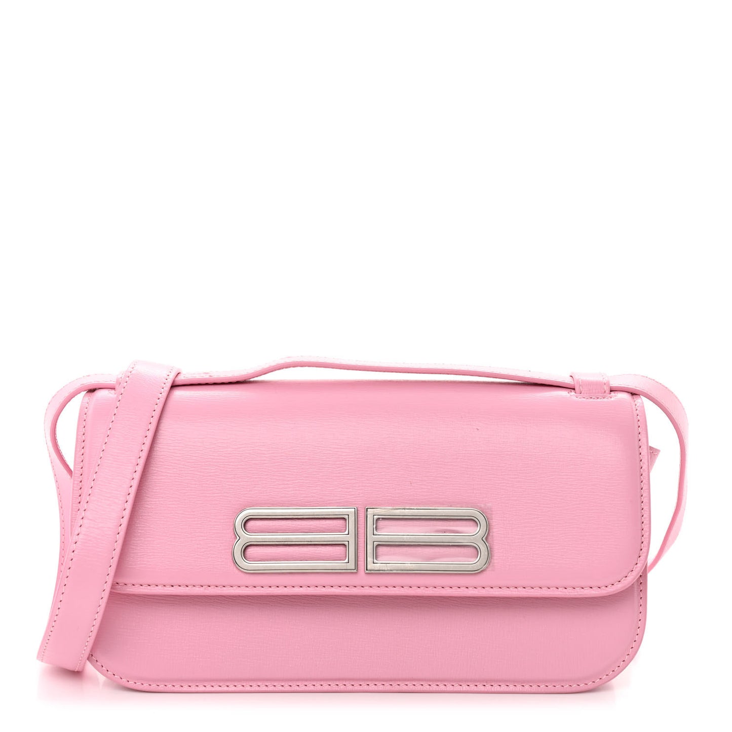 Calfskin Stripe Embossed Small Gossip Bag Candy Pink