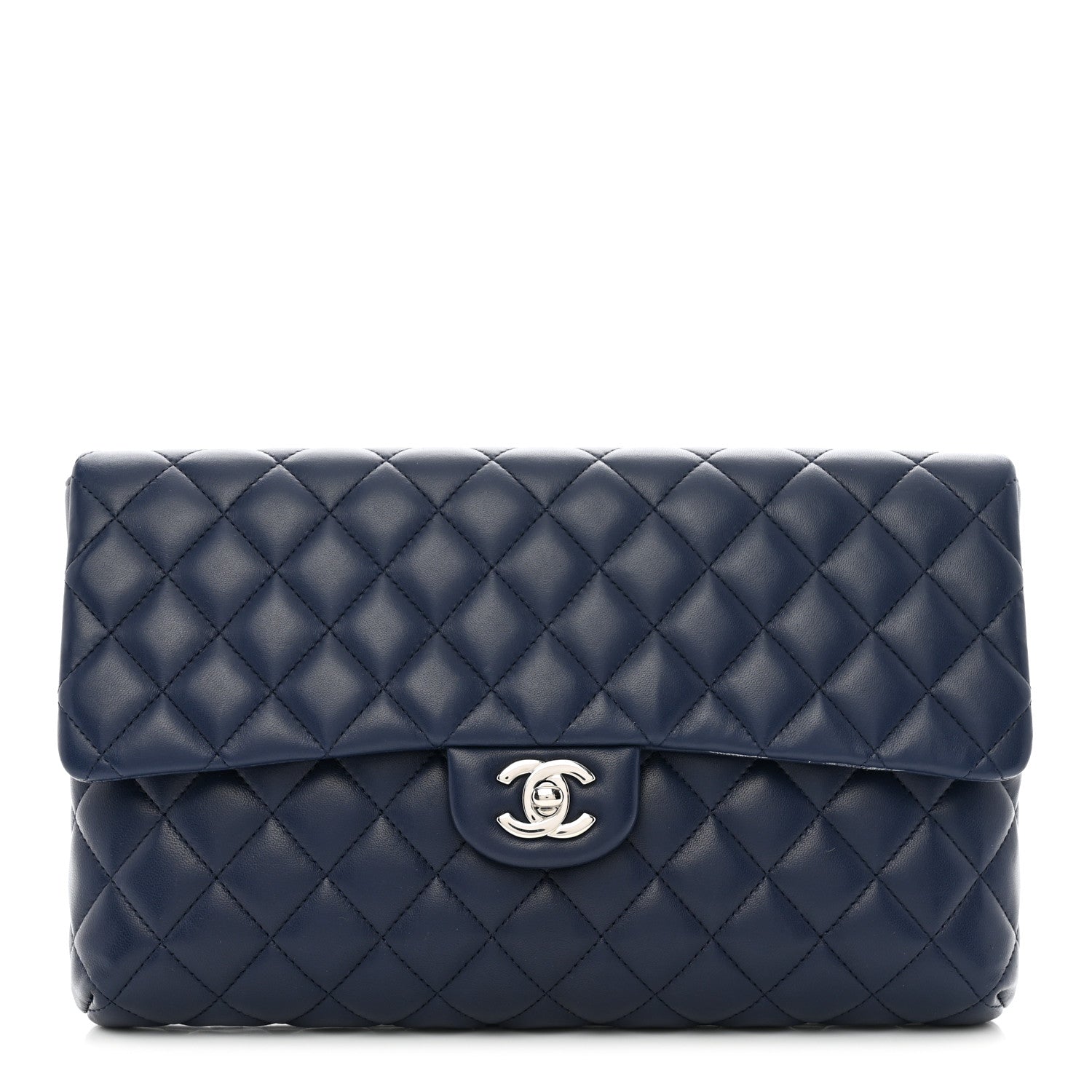 Chanel Lambskin Quilted Clutch Flap Blue 1 of 7