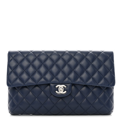 Chanel Lambskin Quilted Clutch Flap Blue 1 of 7
