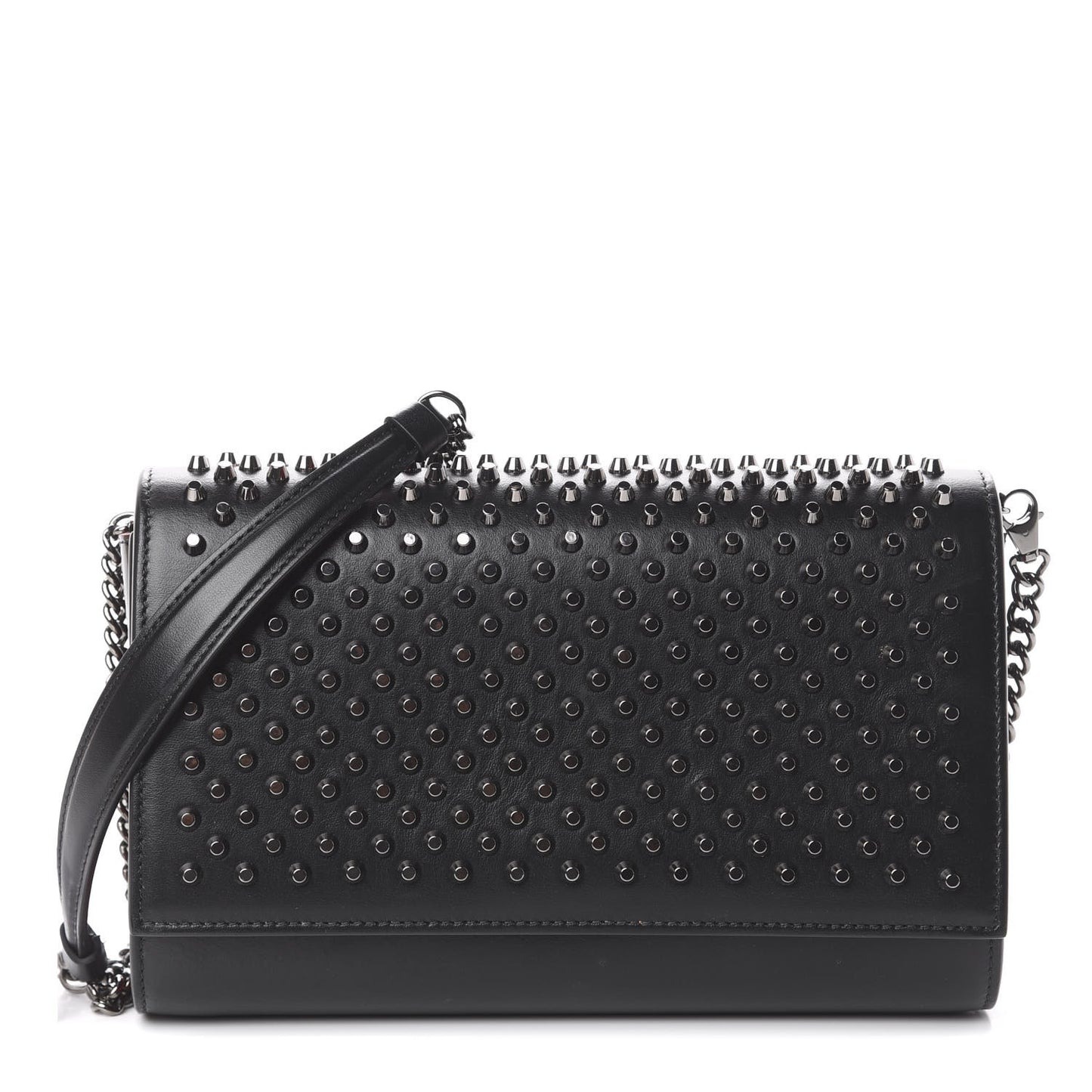 Calfskin Patent Spikes Paloma Clutch Black