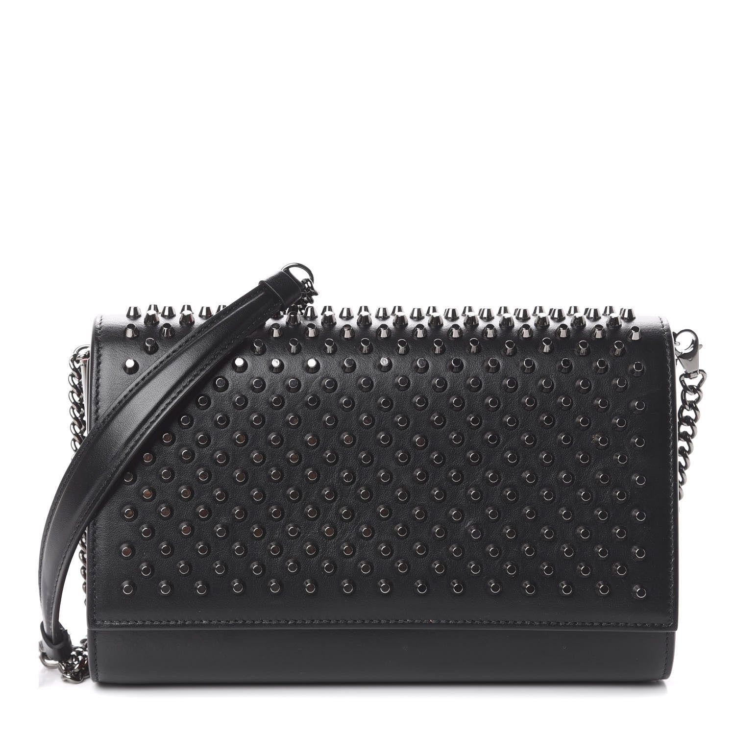 Christian Louboutin Calfskin Patent Spikes Paloma Clutch Black 1 of 8