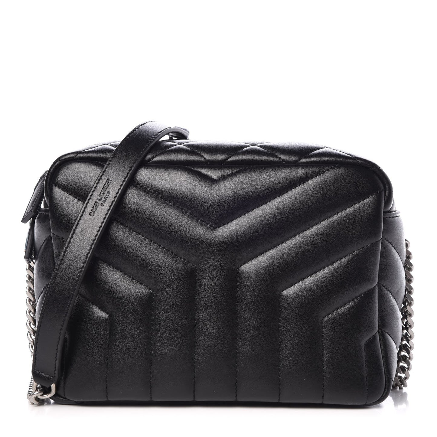 Calfskin Y Quilted Monogram Small Loulou Bowling Bag Black