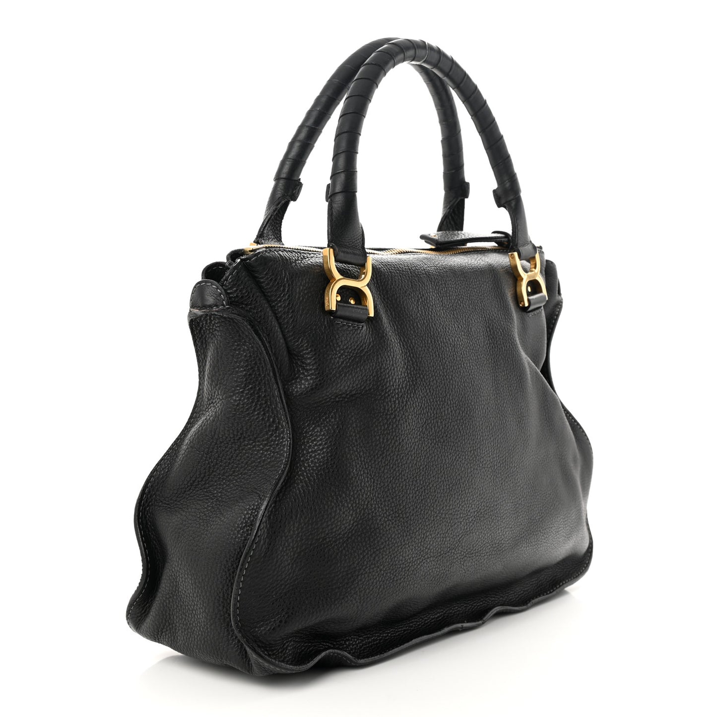Calfskin Large Marcie Satchel Black