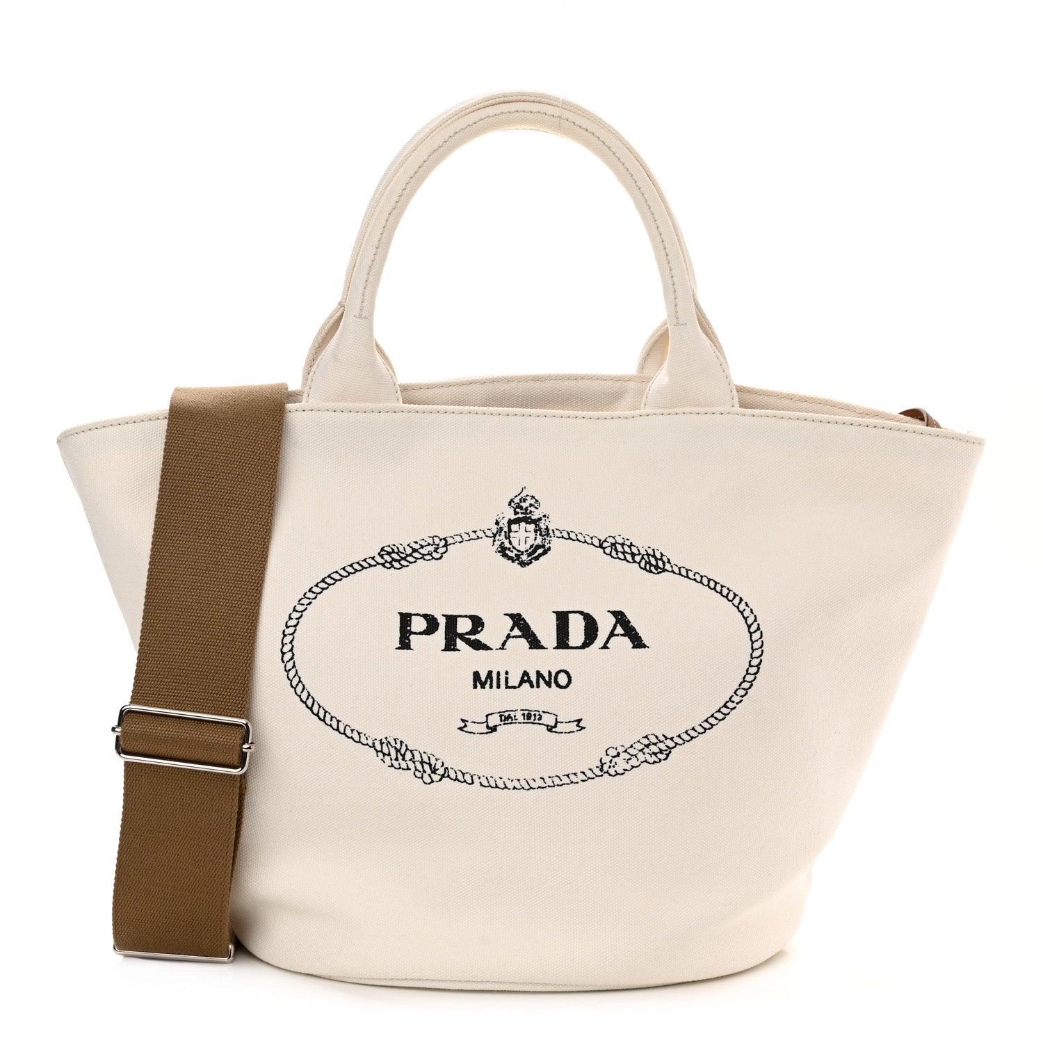 Prada Canapa Logo Bucket Tote White 3 of 11