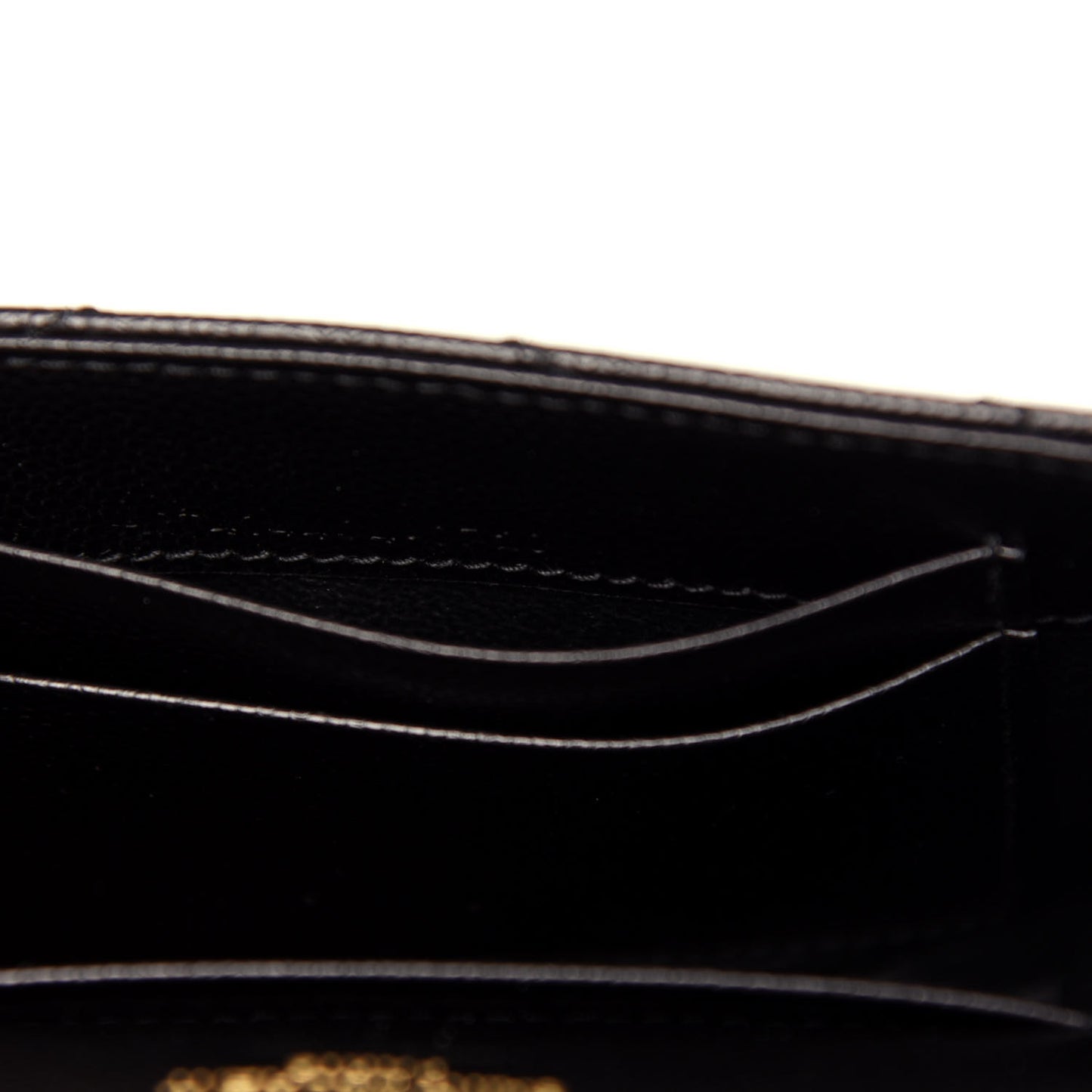 Grain De Poudre Matelasse Chevron Small Monogram Envelope Wallet Black