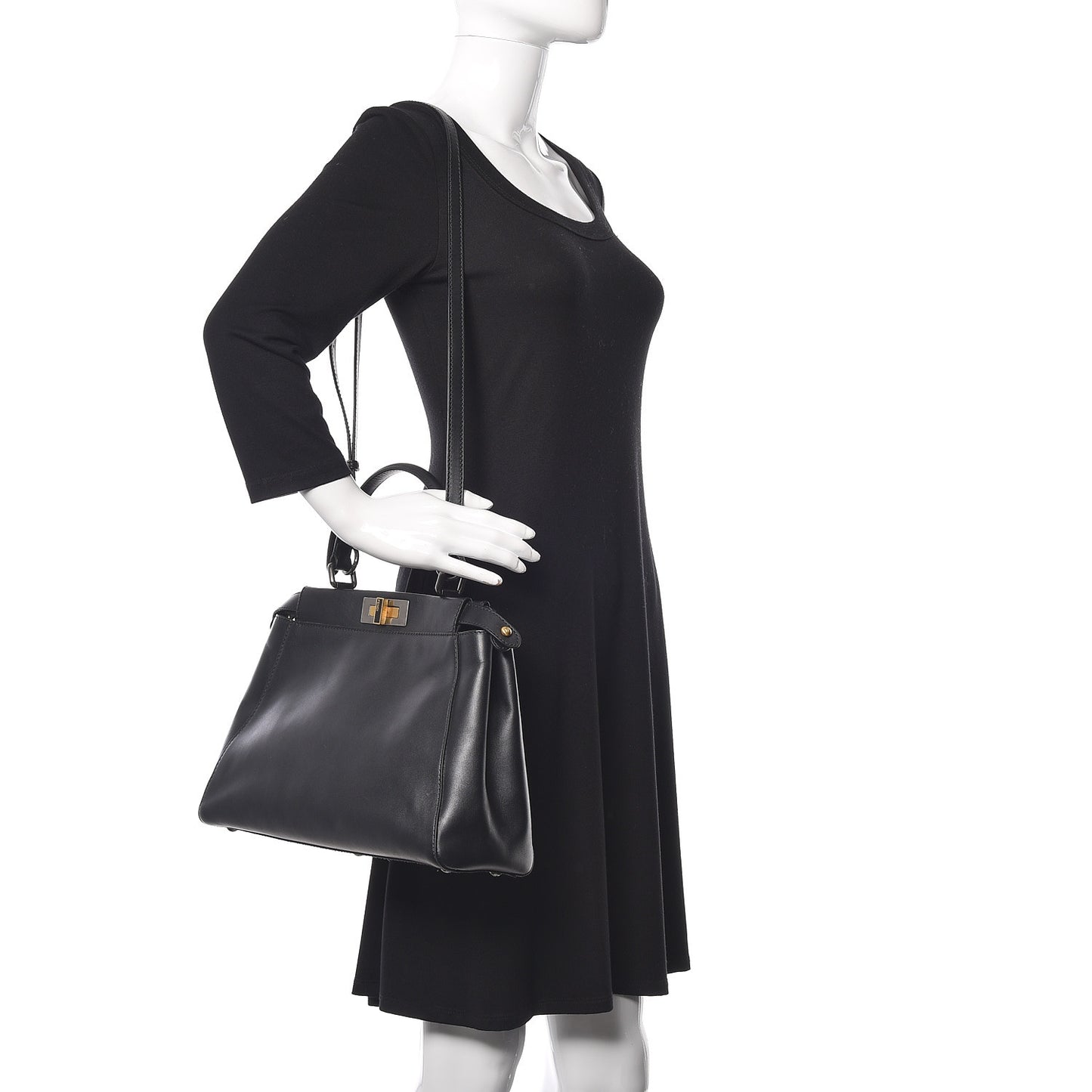 Vitello Suede Medium Peekaboo Iconic Satchel Black