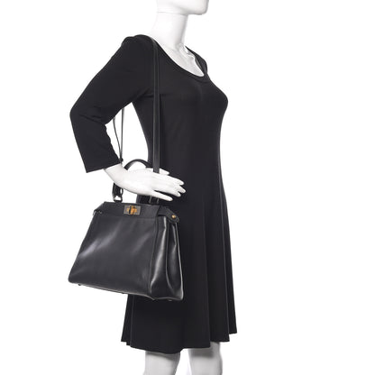 Fendi Vitello Suede Medium Peekaboo Iconic Satchel Black 2 of 19