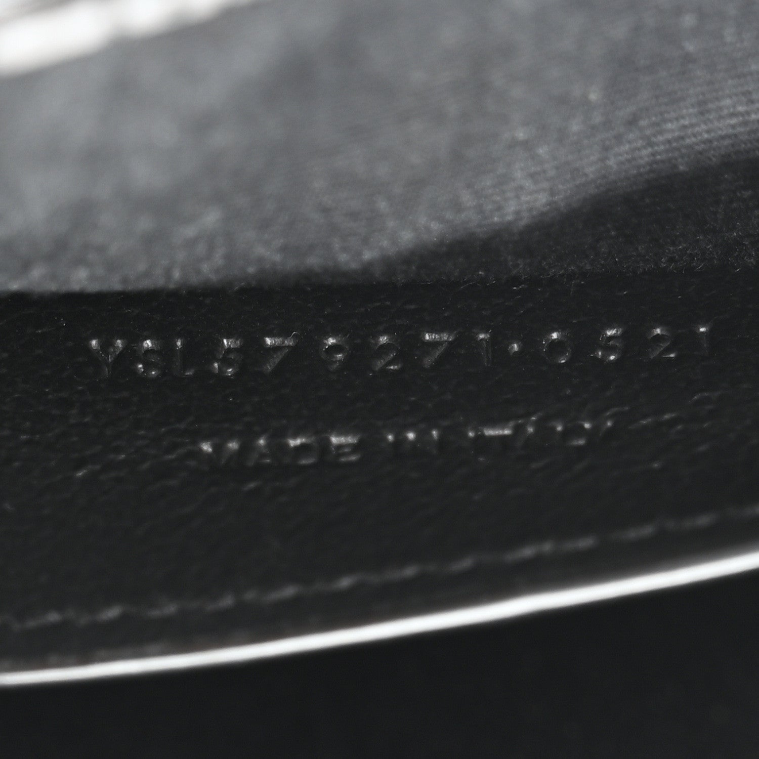 Saint Laurent Shiny Calfskin Crocodile Embossed Manhattan Baguette Black 7 of 10