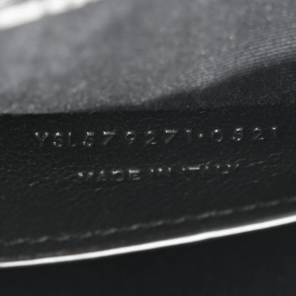 Saint Laurent Shiny Calfskin Crocodile Embossed Manhattan Baguette Black 7 of 10