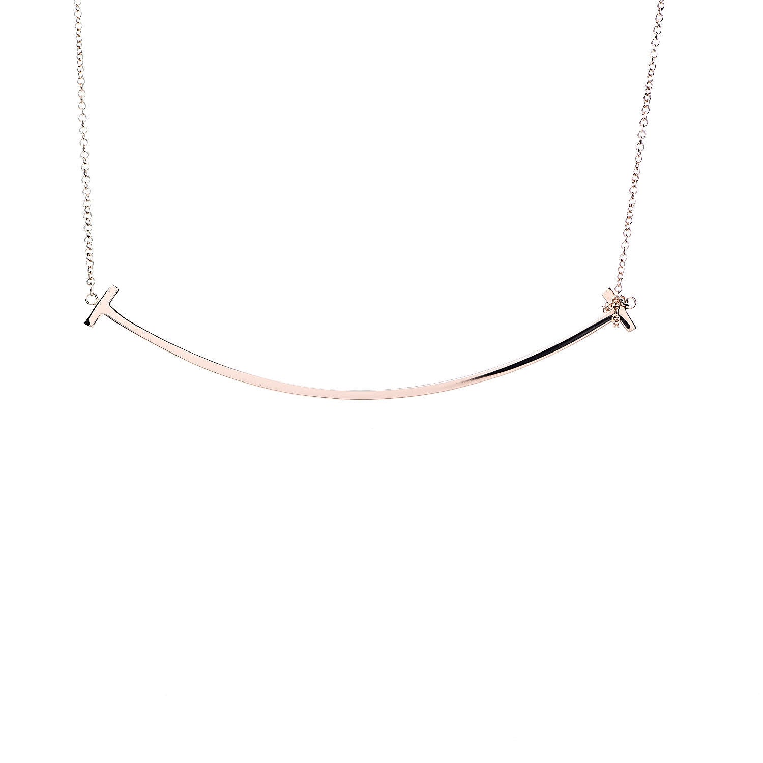 Tiffany 18K Rose Gold T Smile Pendant Necklace 4 of 7