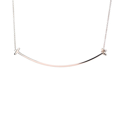 Tiffany 18K Rose Gold T Smile Pendant Necklace 4 of 7