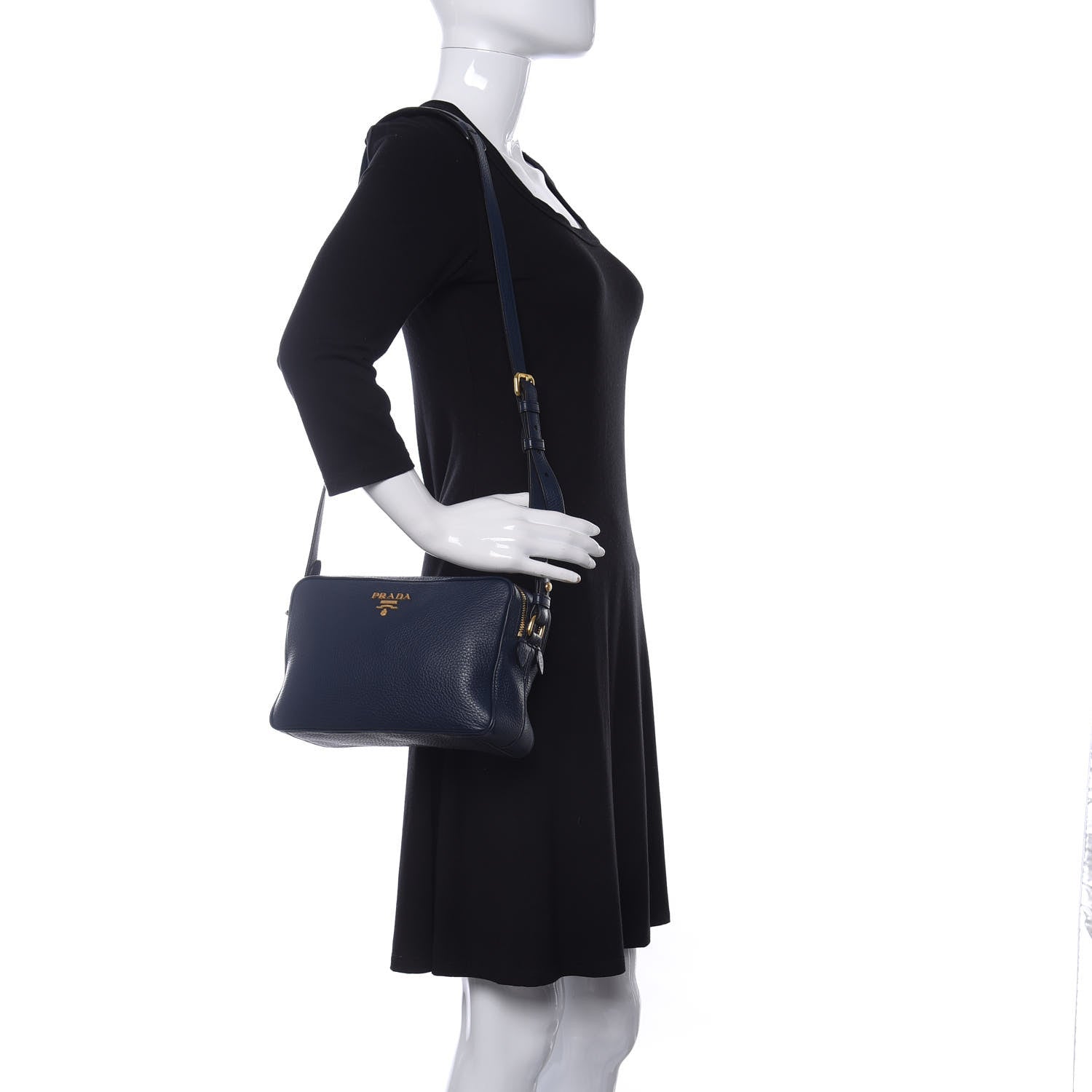 Prada Vitello Phenix Camera Bag Baltico 2 of 12