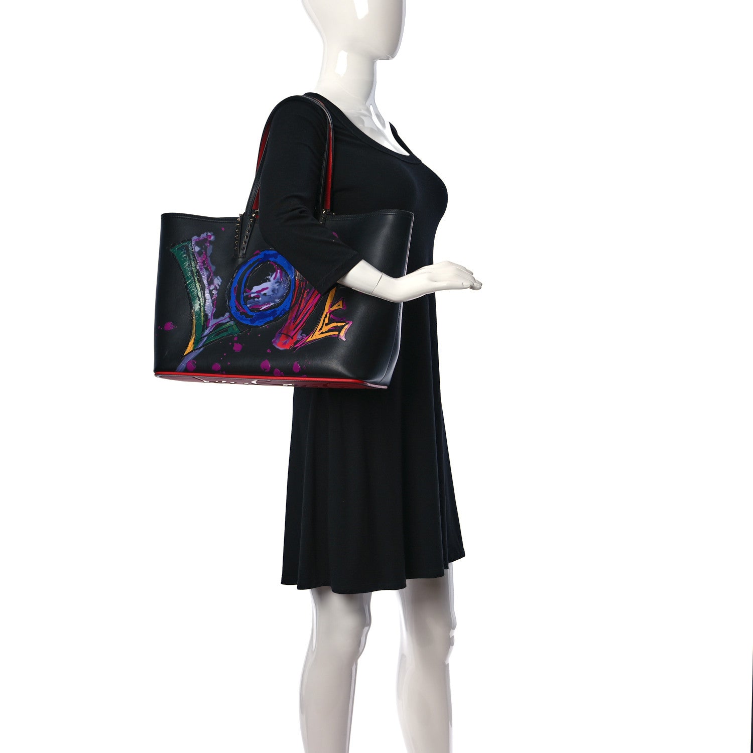 Christian Louboutin Calfskin In Love East West Cabata Tote Black Multicolor 2 of 17