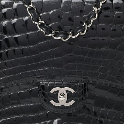 Chanel Shiny Crocodile Jumbo Single Flap Black 9 of 11