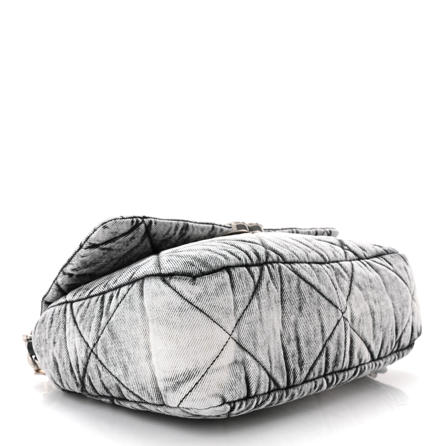 Washed Denim Quilted Medium Chanel 19 Flap Black White