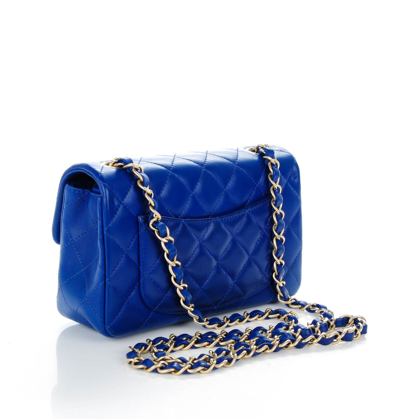 Lambskin Quilted Mini Rectangular Flap Dark Blue