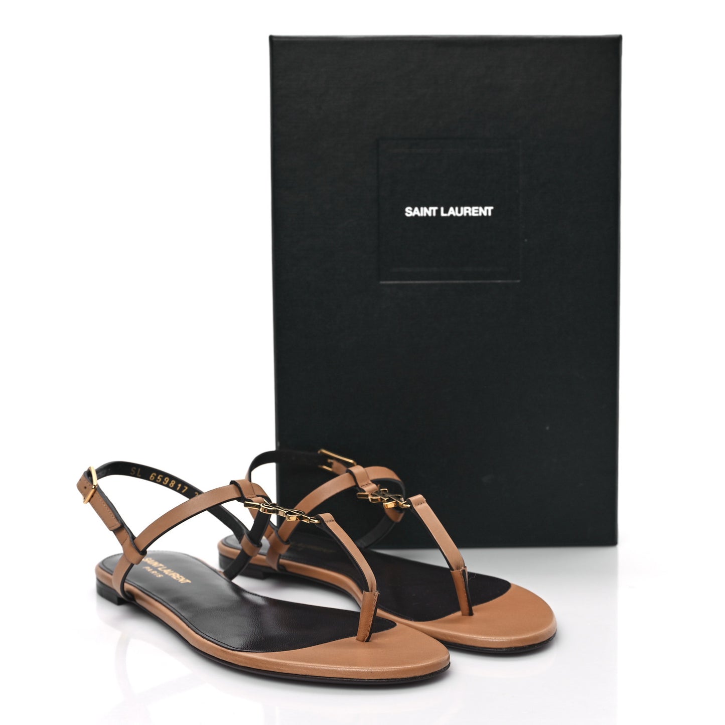 Calfskin Cassandra Monogram Sandals 38.5 Brown