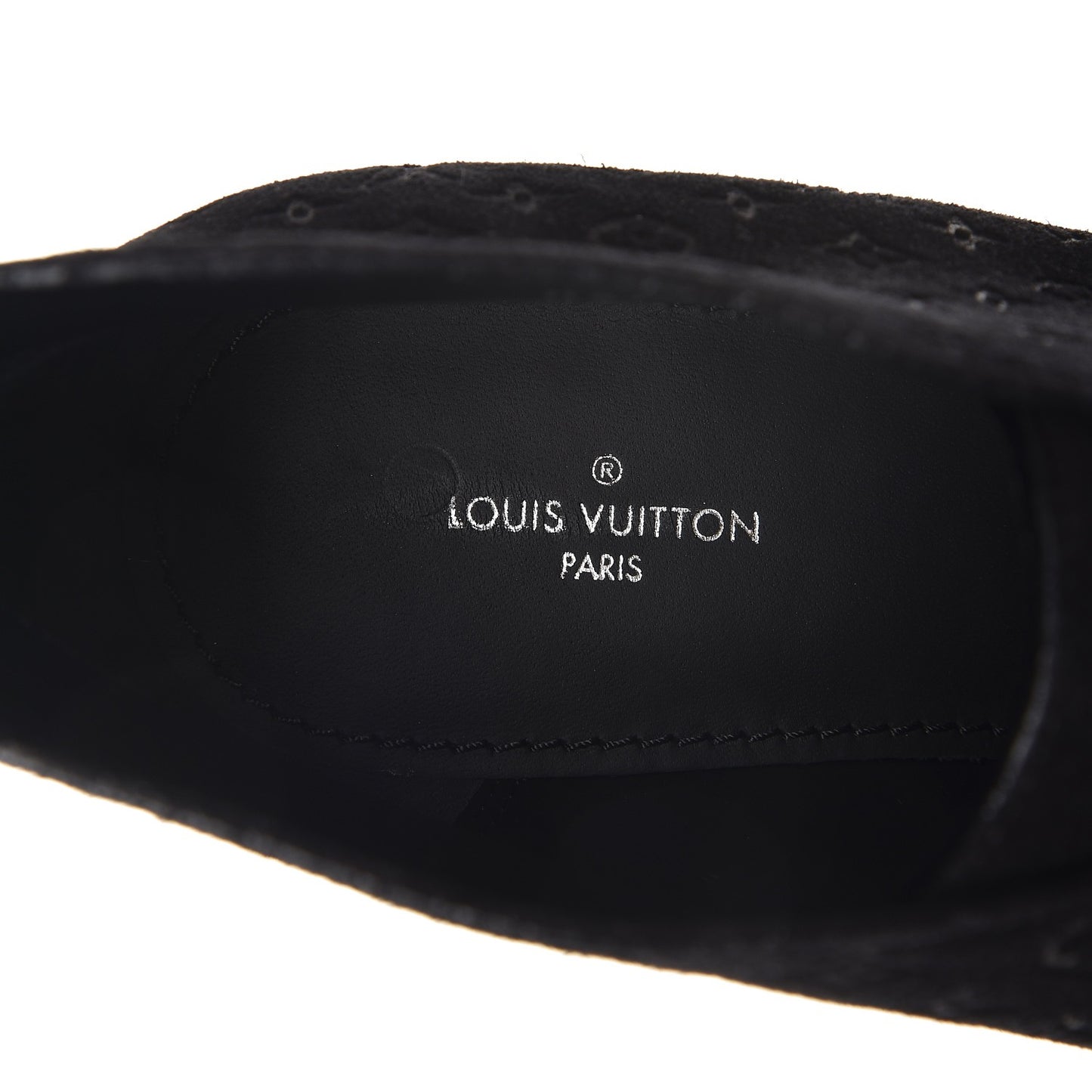Suede Embossed Monogram Frosty Wedge Low Boots 39 Black