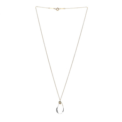 Tiffany 18K Yellow Gold Rock Crystal Elsa Peretti Teardrop Pendant Necklace 3 of 8