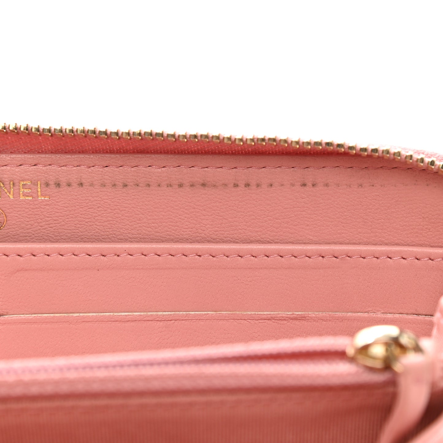 Lambskin Quilted Large Gusset Zip Around Wallet Light Pink
