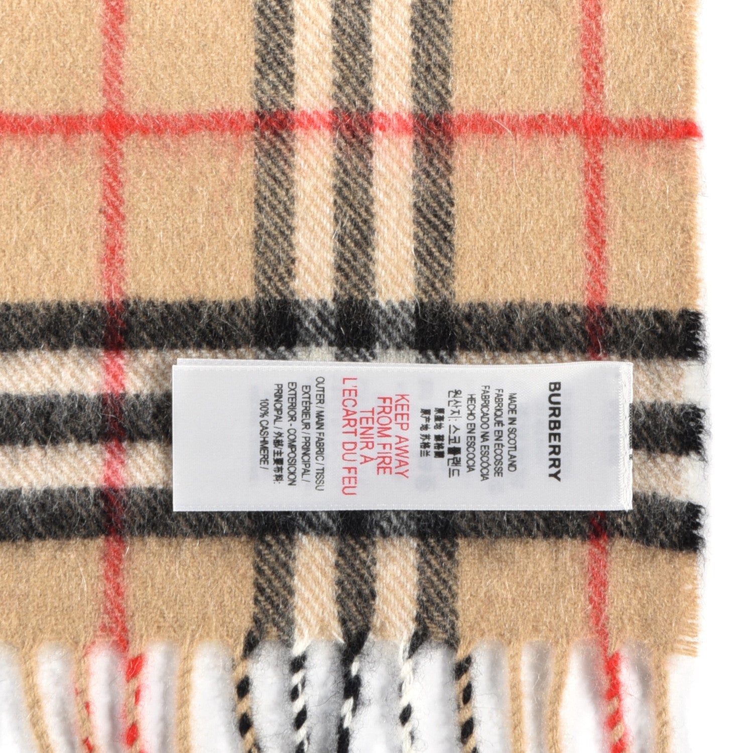 Burberry Cashmere Nova Check Fringe Scarf Camel 3 of 4