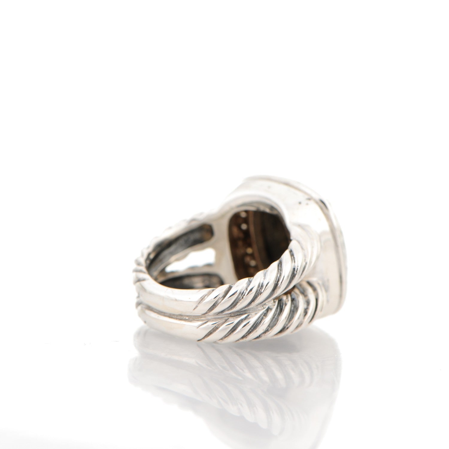 David Yurman Sterling Silver Diamond Hematite 11mm Albion Ring 44 3 4 of 5