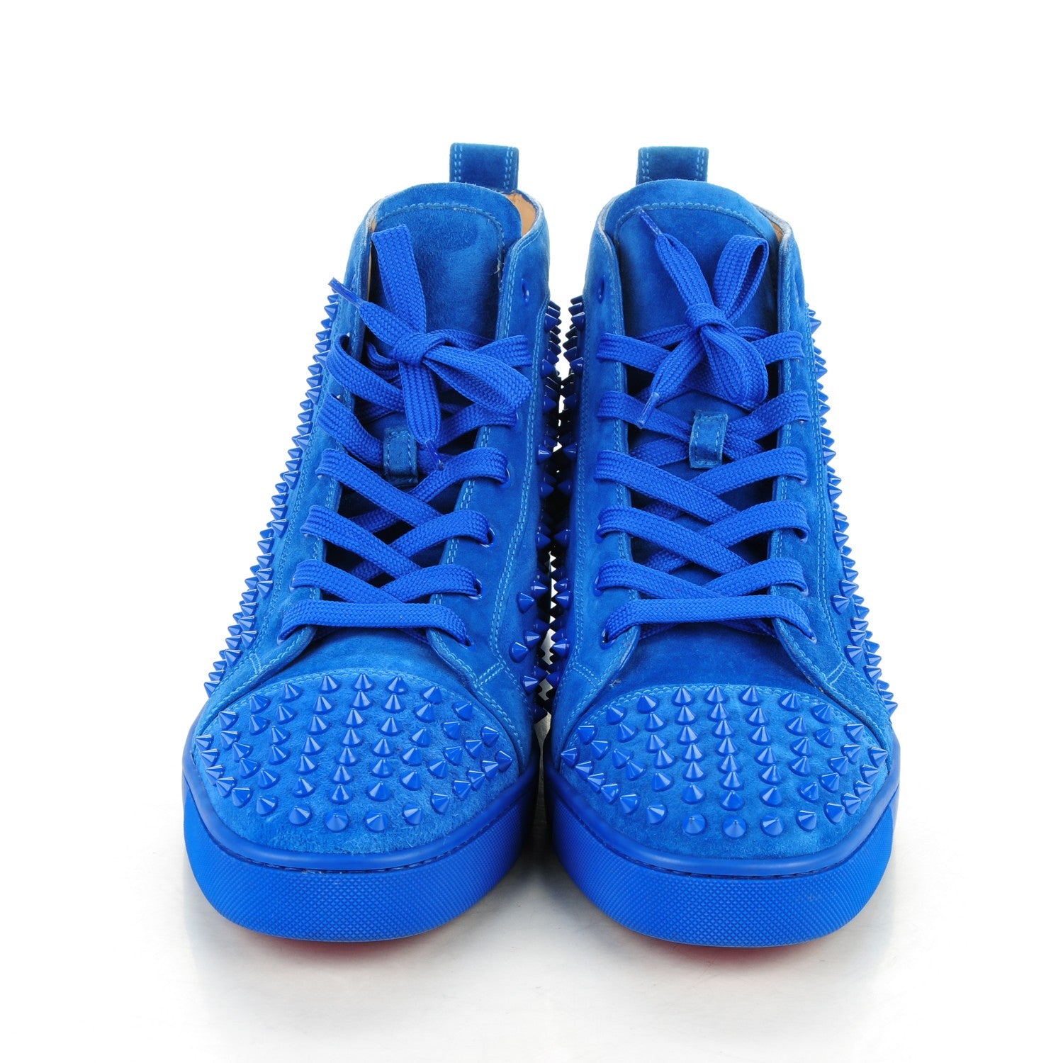 Christian Louboutin Mens Suede Louis Spikes Flat Sneakers 47 Electric Blue 2 of 6