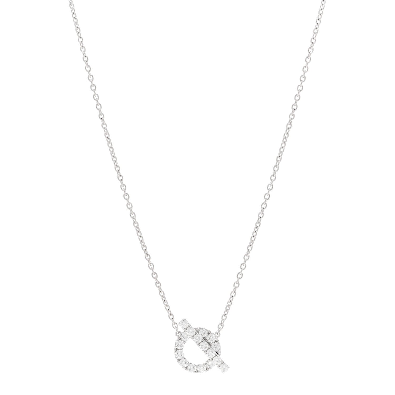 Hermes 18K White Gold Diamond Finesse Pendant Necklace 1 of 4