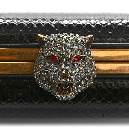 Gucci Snakeskin Crystal Tiger Broadway Clutch Black 12 of 12