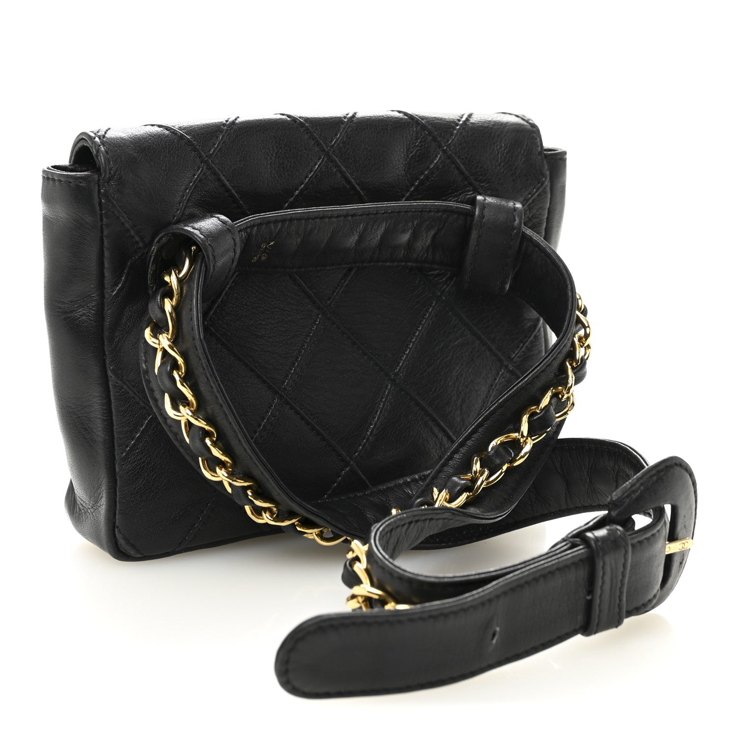 Chanel Lambskin Diamond Stitched Flap Waist Belt Bag 65 26 Black 3 of 11