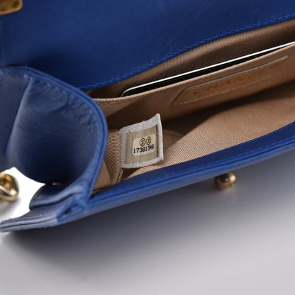 Chanel Lambskin Woven Small Chateau Boy Flap Blue 8 of 12