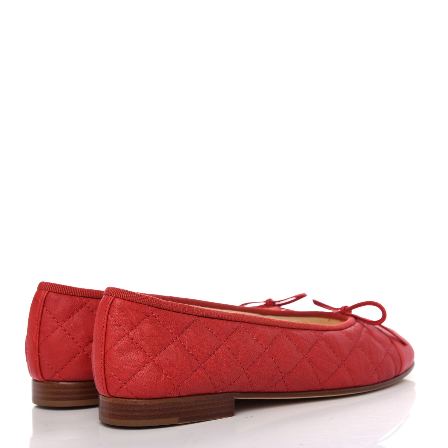 Chanel Aged Calfskin Quilted CC Cap Toe Ballerina Flats 36 Red 4 of 13