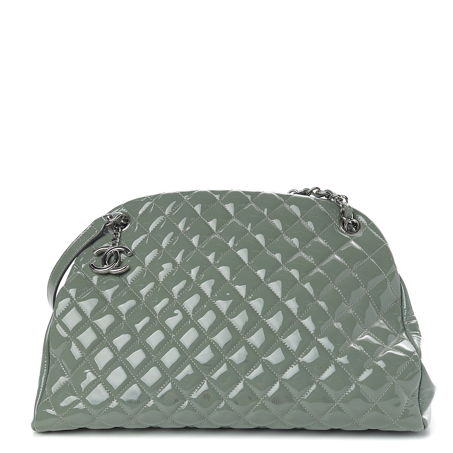 Chanel Patent Quilted Large Just Mademoiselle Bowling Bag Green 1 of 10
