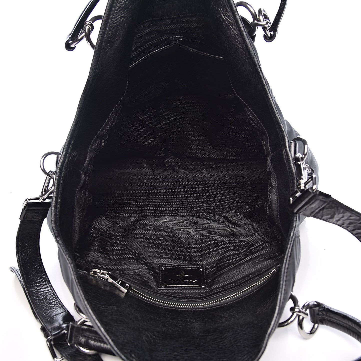 Tessuto Nylon Vitello Shopping Tote Antracite