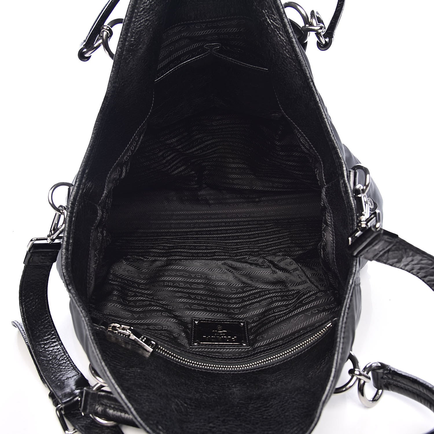 Prada Tessuto Nylon Vitello Shopping Tote Antracite 5 of 13