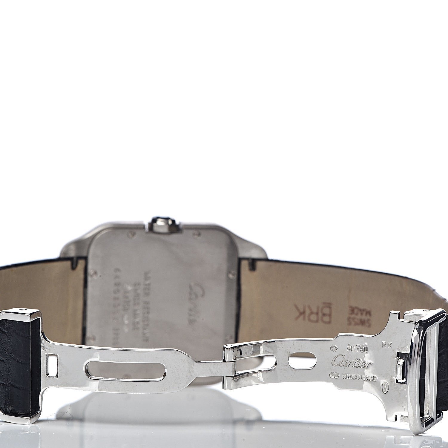 Cartier 18K White Gold Alligator 30mm Santos Dumont Quartz Watch 5 of 9